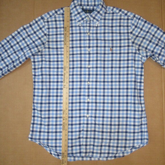 Ralph Lauren Blue Gingham Check Button-Down Shirt Size L – 100% Cotton, Classic - Picture 4 of 12